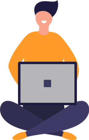 Hombre usando laptop  Ilustración