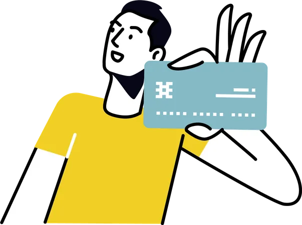 Hombre usando método de pago con tarjeta  Ilustración
