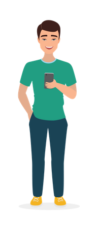 Hombre usando movil  Ilustración