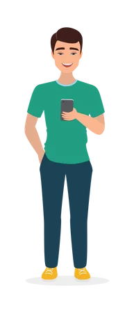 Hombre usando movil  Ilustración