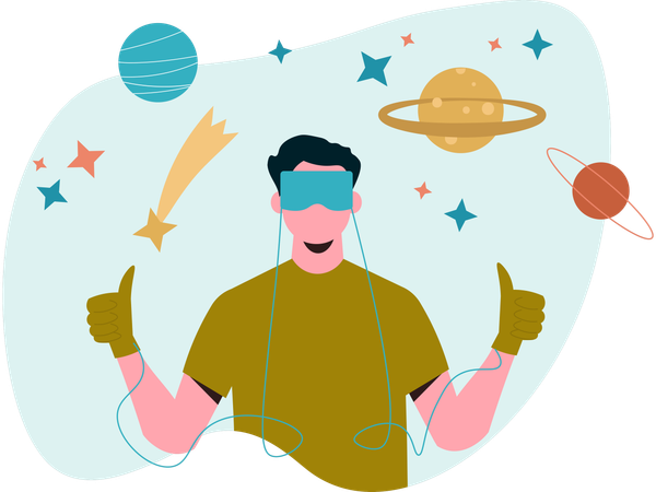 Hombre usando realidad virtual  Ilustración