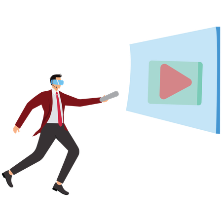 Hombre usando realidad virtual  Ilustración
