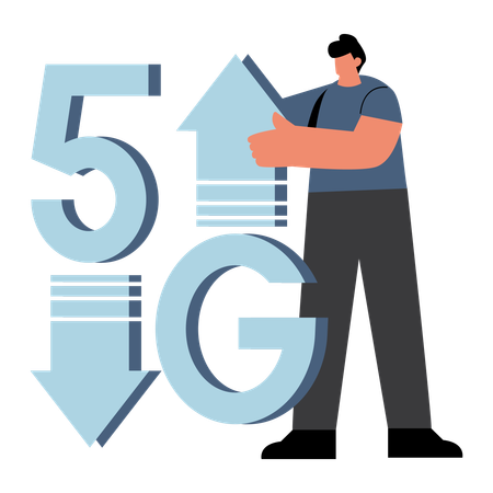 Hombre usando la red 5g  Ilustración