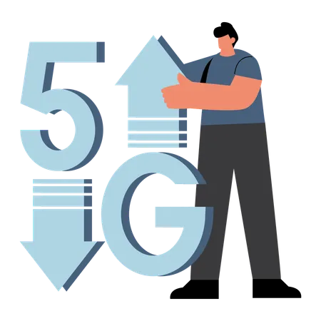 Hombre usando la red 5g  Ilustración