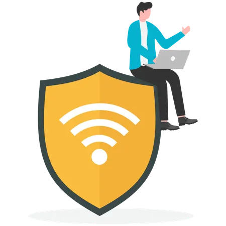 Hombre usando un servicio VPN  Illustration