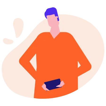 Hombre usando teléfono inteligente  Ilustración