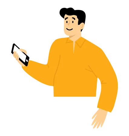 Hombre usando teléfono inteligente  Ilustración