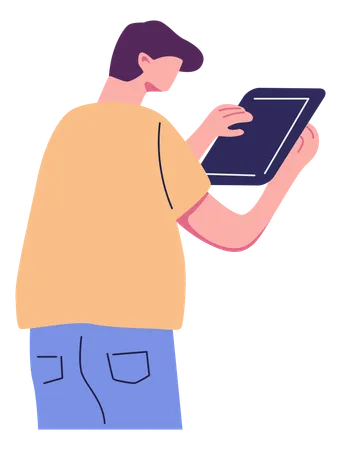 Hombre usando tableta  Ilustración