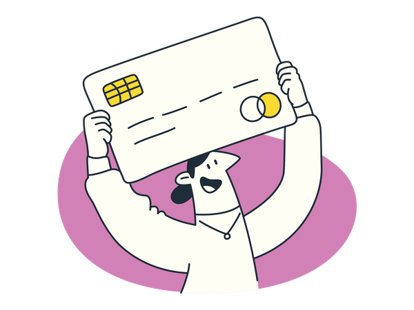 Hombre usando tarjeta de crédito para pago  Ilustración