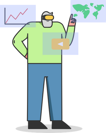 Hombre usando tecnología virtual  Ilustración