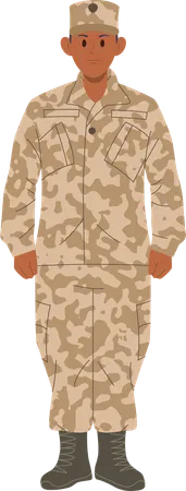 Valiente sargento hombre serio vistiendo camuflaje militar  Ilustración