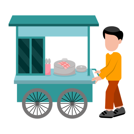 Hombre vendiendo albóndigas  Ilustración