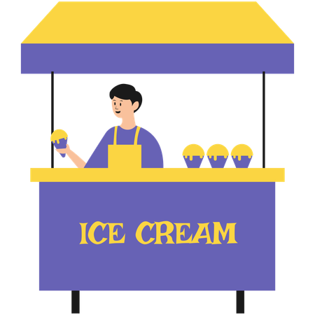 Hombre vendiendo helado  Ilustración