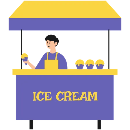 Hombre vendiendo helado  Ilustración