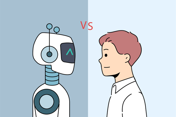 Hombre versus robot  Ilustración