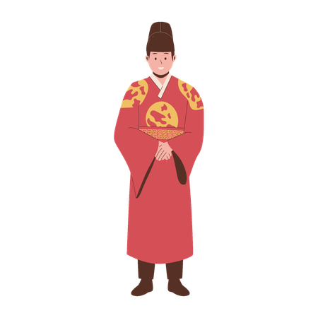 Hombre vestido con traje coreano  Ilustración
