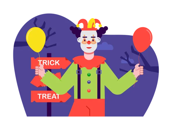 Un hombre vestido de Joker está listo para pedir dulces en Halloween  Ilustración