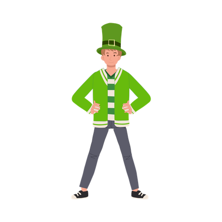 Hombre vestido de verde para la fiesta del día de San Patricio  Ilustración