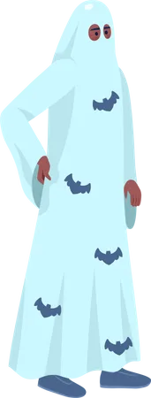 Hombre vestido con disfraz de fantasma  Ilustración