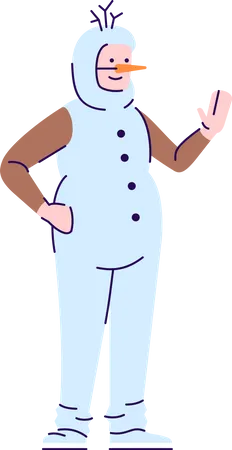 Hombre vestido con disfraz de muñeco de nieve  Ilustración