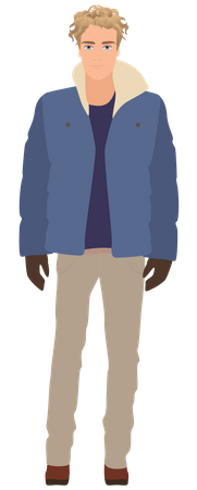 Hombre vestido con ropa de invierno  Ilustración