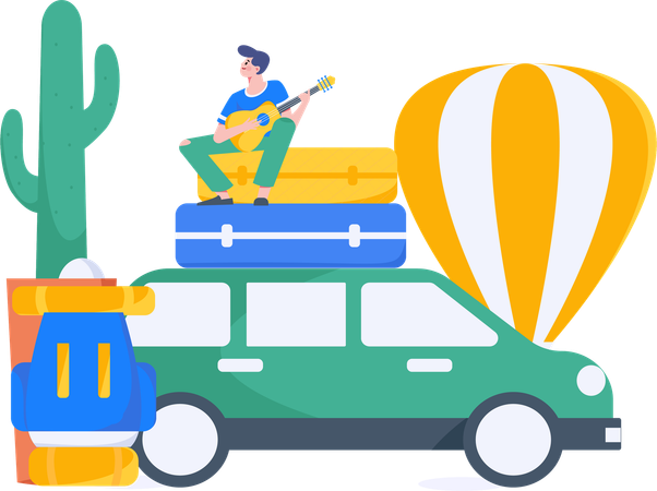 Hombre viajando  Ilustración