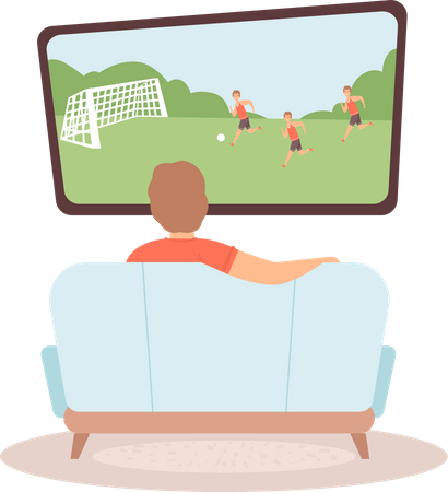 Hombre viendo partido de fútbol  Ilustración