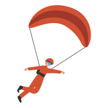 Hombre volando alto en parapente  Ilustración