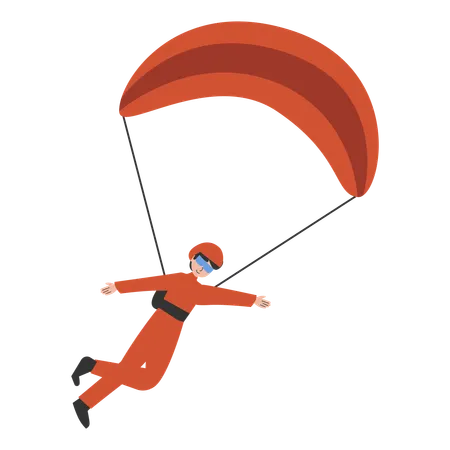 Hombre volando alto en parapente  Ilustración