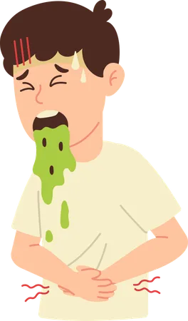 Hombre vomitando debido a una infección estomacal  Ilustración