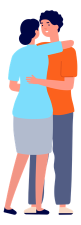Hombre y mujer abrazándose  Ilustración