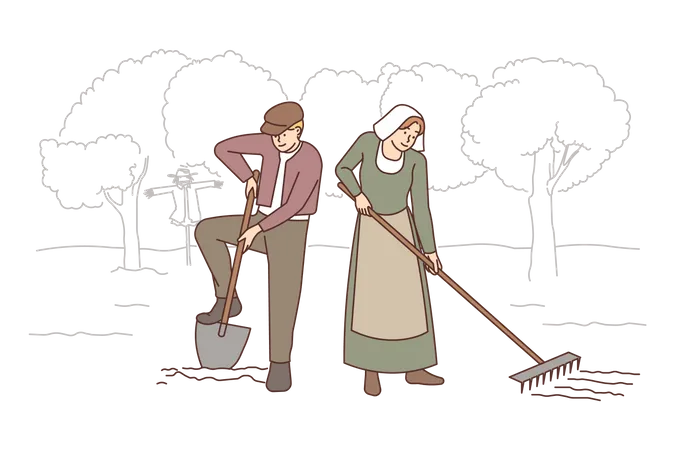 Agricultor y agricultora  Illustration