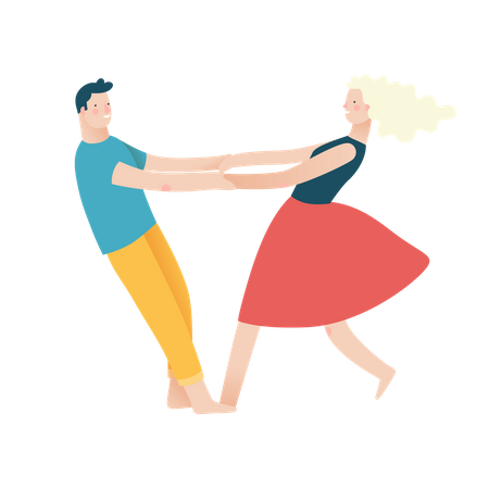 Hombre y mujer bailando  Ilustración