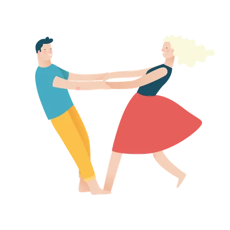 Hombre y mujer bailando  Ilustración