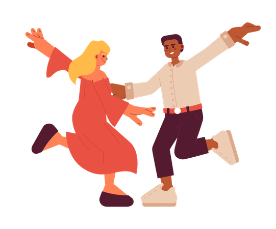 Hombre y mujer bailando juntos  Ilustración