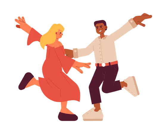 Hombre y mujer bailando juntos  Ilustración