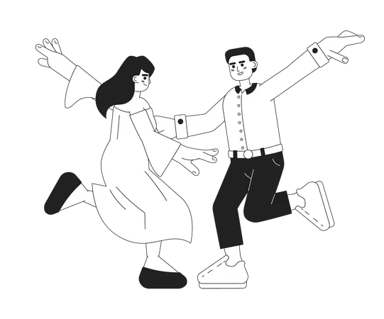 Hombre y mujer bailando juntos  Ilustración