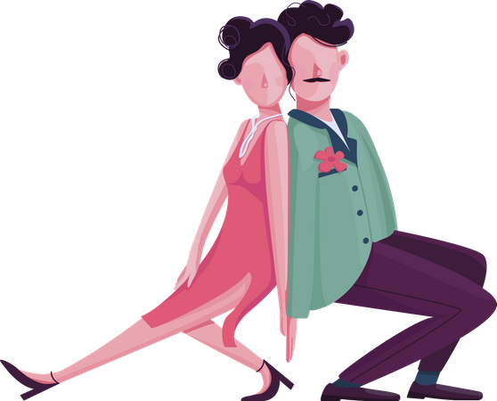 Hombre y mujer bailando tango  Ilustración