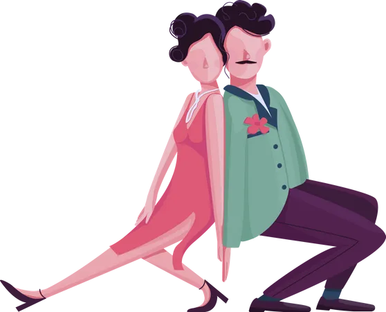 Hombre y mujer bailando tango  Ilustración