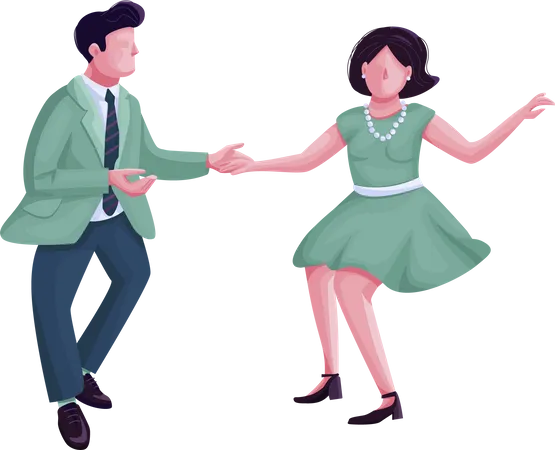 Hombre y mujer bailando giro  Ilustración