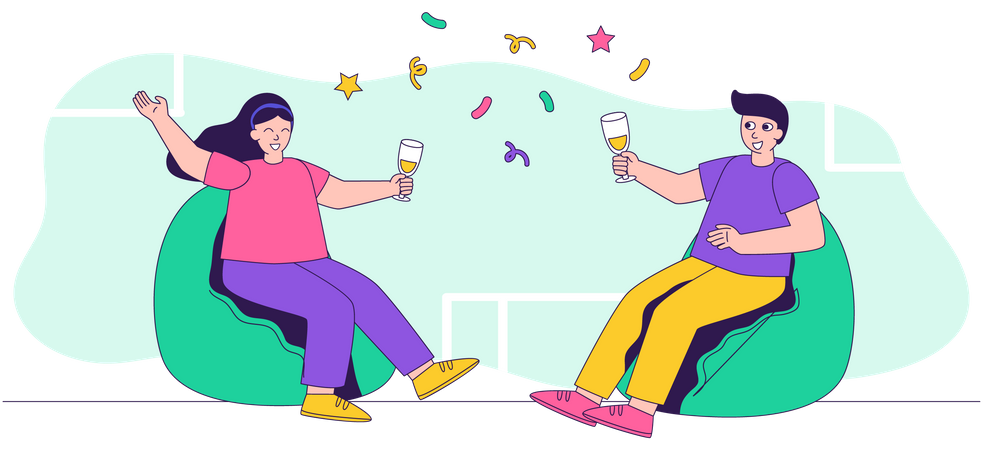 Hombre y mujer bebiendo alcohol  Ilustración