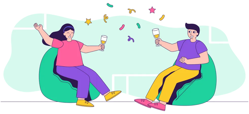 Hombre y mujer bebiendo alcohol  Ilustración