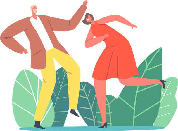 Hombre y mujer celebrando vacaciones  Ilustración