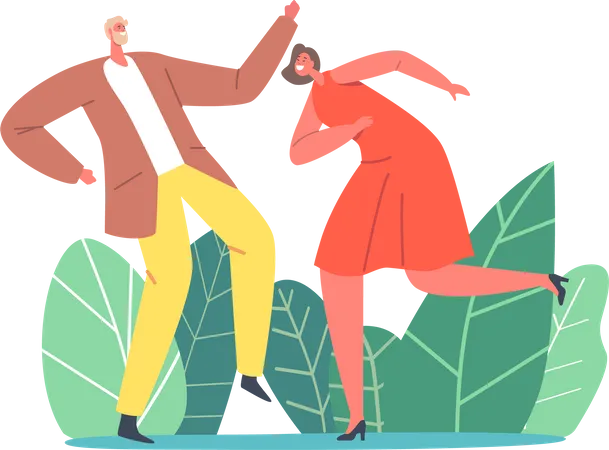 Hombre y mujer celebrando vacaciones  Ilustración