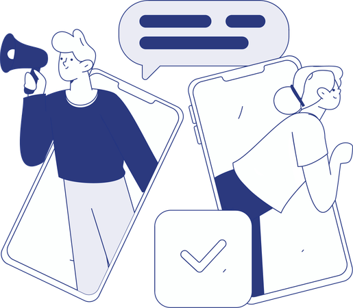 Hombre y mujer haciendo comunicación en línea  Ilustración