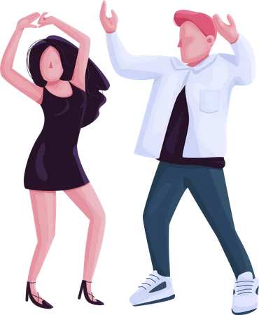 Pareja de hombre y mujer bailando juntos  Ilustración