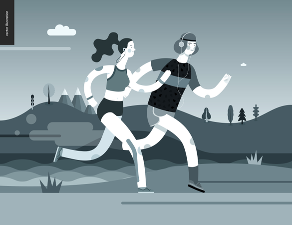 Hombre y mujer, jogging  Ilustración