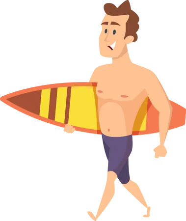 Hombre practicando surf  Ilustración