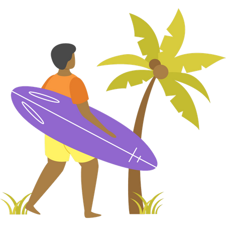 Hombre yendo a surfear  Ilustración