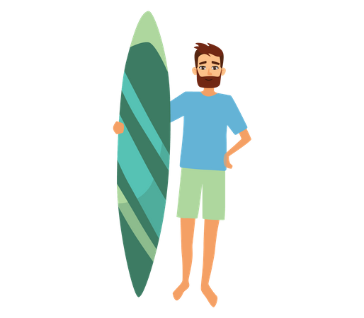 Hombre yendo a surfear  Ilustración